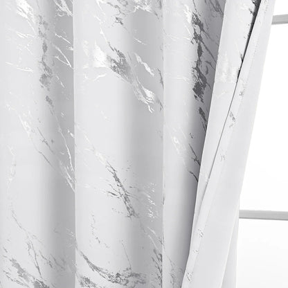 1pc Modern Marble Printed Curtain with Silver Stamping, One Panel High-Precision Curtain, Living Room, Bedroom Curtains
