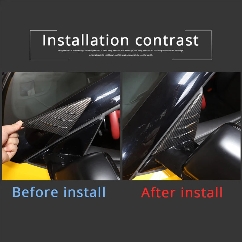 2Pcs Carbon Look Side Mirror Triangle Wind Deflector For Toyota Supra 2019-2025 A90 A91 Rearview Mirror Trim Cover ABS