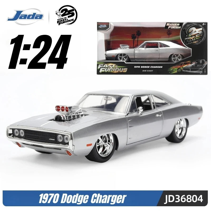 In Stock Jada 25th 1:24 Fast & Furious Dodge Charger Skyline GTR Totota Supra Mitsubishi Eclipse Lancer EVO Alloy Car  Gift Toy
