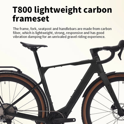 SAVA E-BIKE Carbon Fiber Gravel Electric Assist Bicycle, equipped with SHIMAN0 GRX ST-RX600 groupset