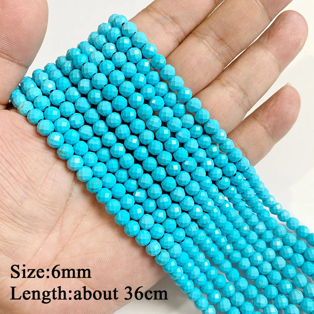 Blue Turquoise Stone Bead Irregular Round Oval Square Heart Loose Spacer DIY Beads Fit Jewelry Making Bracelet Necklace Handmade