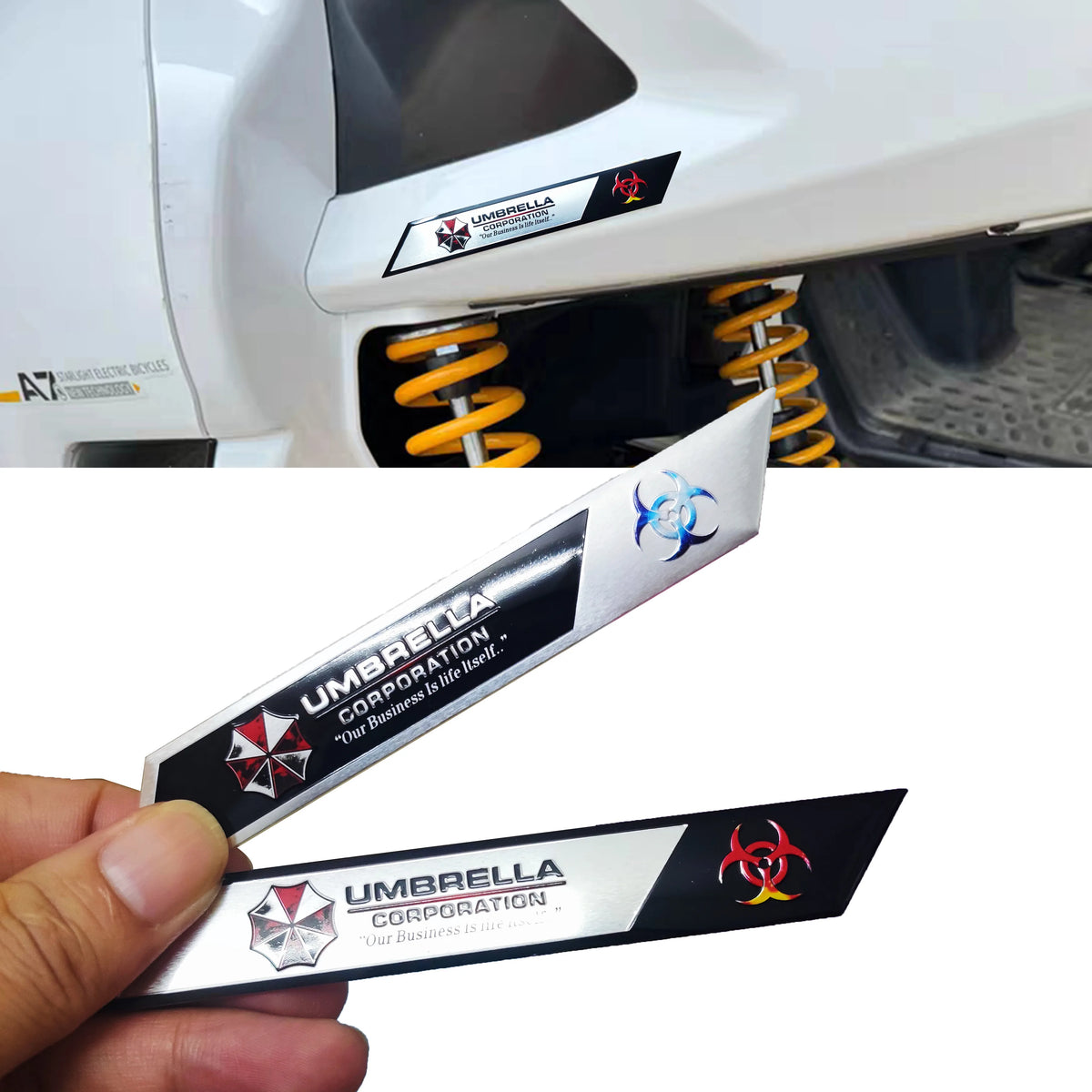 3D Aluminum Car Umbrella Corporation Badge Motorcycle Car Fuel Tank Cover Body Scratch Sticker Waterproof Decorative Decal