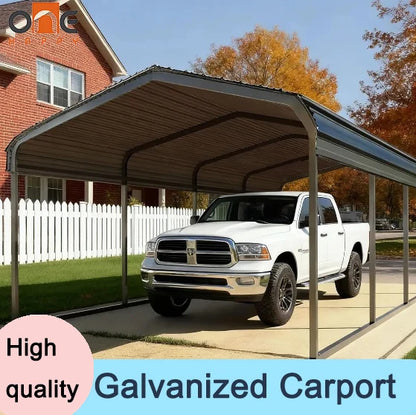 Heavy Duty Metal Galvanized Steel Carport Extra Large Canopy Shelter Customized For Dual Vehicle RV Outdoor Car Storage Yard