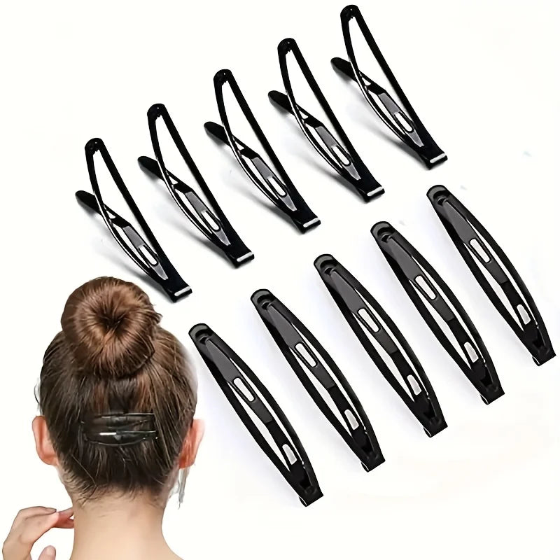 10/20/30 Pieces of Black Alloy Rectangular Hair Clips, Designed to Secure Hair Without Damaging It. Perfect for Daily Use.