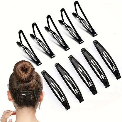 10/20/30 Pieces of Black Alloy Rectangular Hair Clips, Designed to Secure Hair Without Damaging It. Perfect for Daily Use.