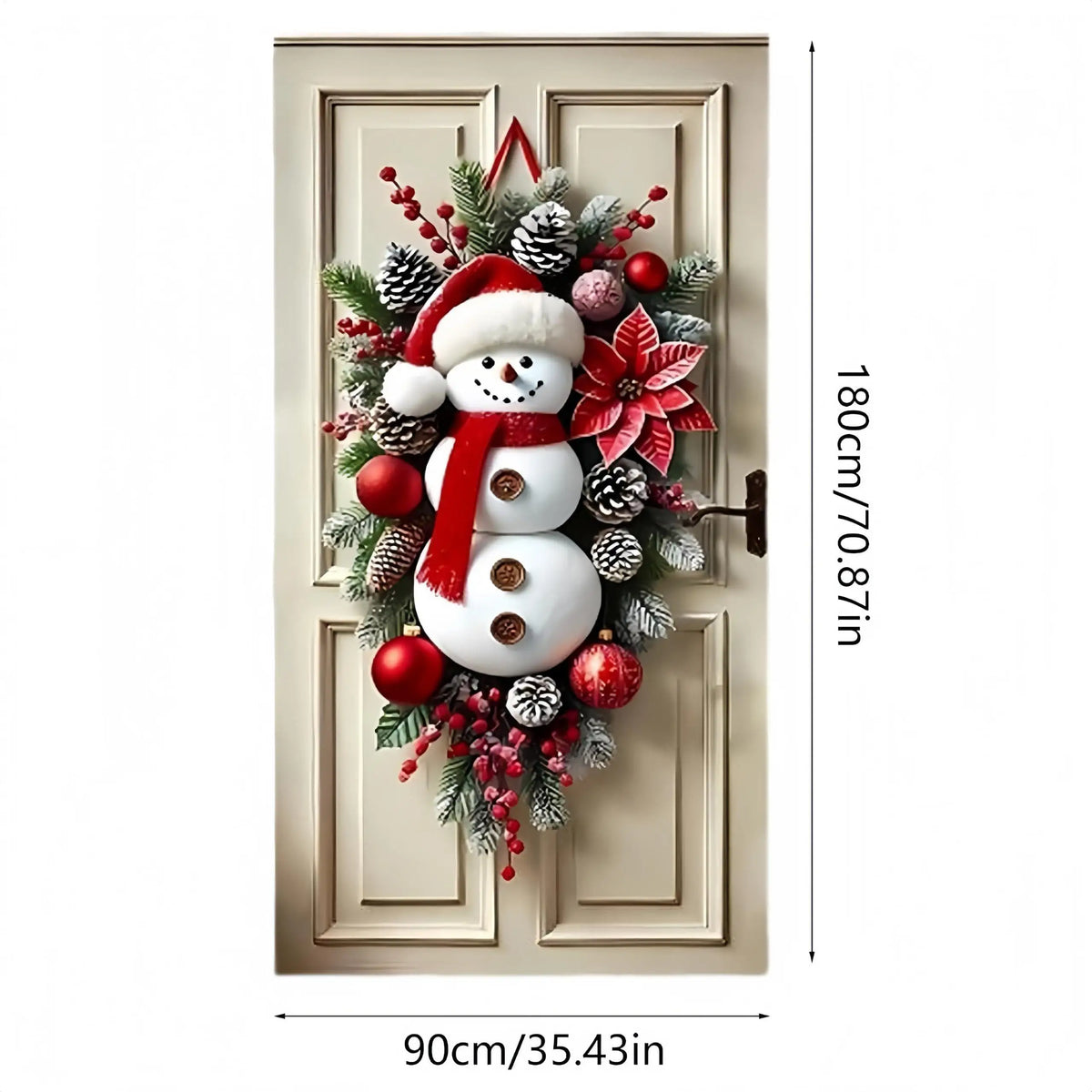 Winter Snowman Christmas Wreath Door Decoration Hanging Door Banner Winter Cute Outdoor Snowman Backdrop Christmas Decoration