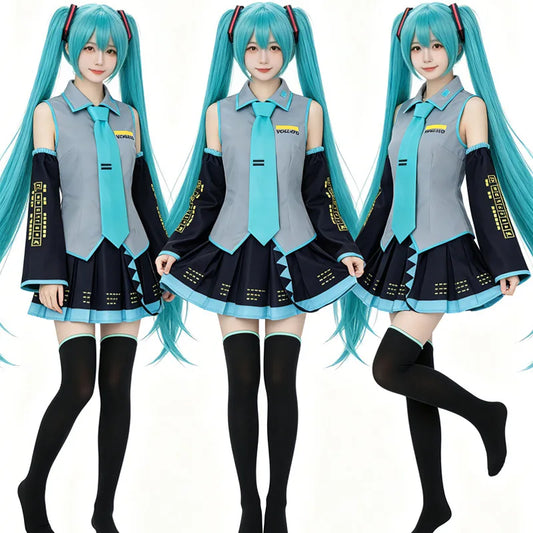 Anime Character Performance Clothes MIKU Anime Clothes Cosplay Clothes JK Skirt Same Suit Wig Accessories Halloween Costume