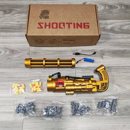 Gold Rotating Chain Gatling Soft Bullet Gun Can Launch Toy Machine Gun Model Chicken Eating Heavy Machine Gun