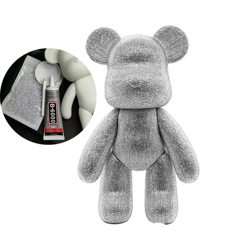 DIY Self-Adhesive Crystal Bear Figure Rhinestone Diamond Glitter Applique Bear Figurine Doll Toy Decoration Desk Accessories