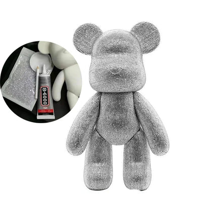 DIY Self-Adhesive Crystal Bear Figure Rhinestone Diamond Glitter Applique Bear Figurine Doll Toy Decoration Desk Accessories