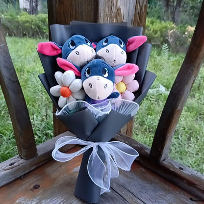 Cartoon Winnie the Pooh Pig Plush Bouquet Handmade Flower Bouquet Plush Doll Wedding Graduation Valentine Christmas Birthday Gif