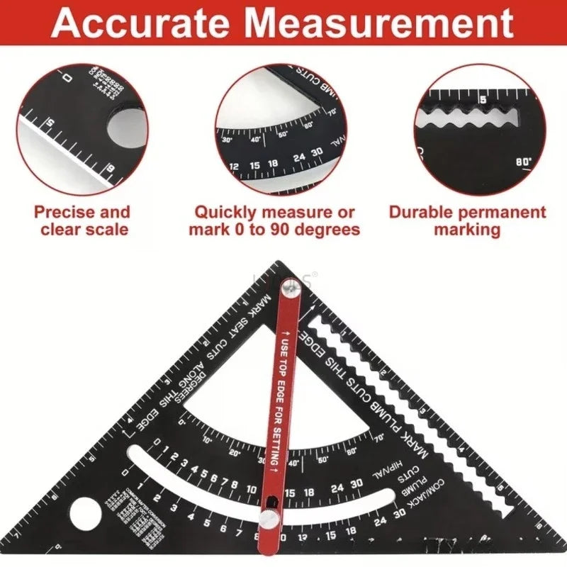 Adjustable Triangle Ruler Aluminum Alloy Angle Marking Ruler Woodworking Multifunction Gauge Woodworking Measuring Tool