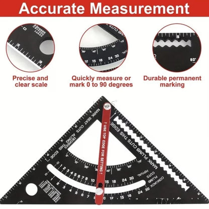 Adjustable Triangle Ruler Aluminum Alloy Angle Marking Ruler Woodworking Multifunction Gauge Woodworking Measuring Tool