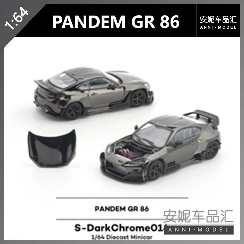 POPRACE 1:64 PANDEM GR86 S-DarkChrome014 die-casting alloy simulation car model is a gift that boys like.
