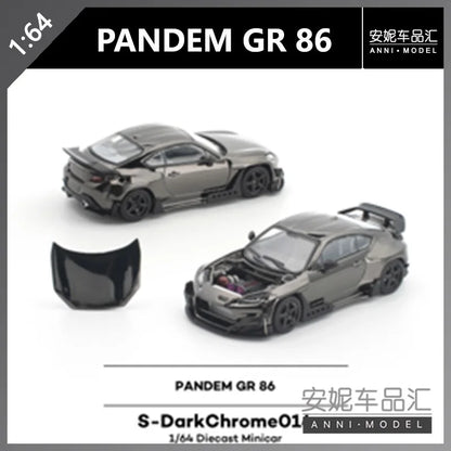 POPRACE 1:64 PANDEM GR86 S-DarkChrome014 die-casting alloy simulation car model is a gift that boys like.