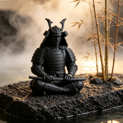 Mini Japanese Samurai Figurine 3D Printed Sitting Posture Bushido Warrior Statue Desktop Ornament Tea Tray Study Shelf Zen Decor
