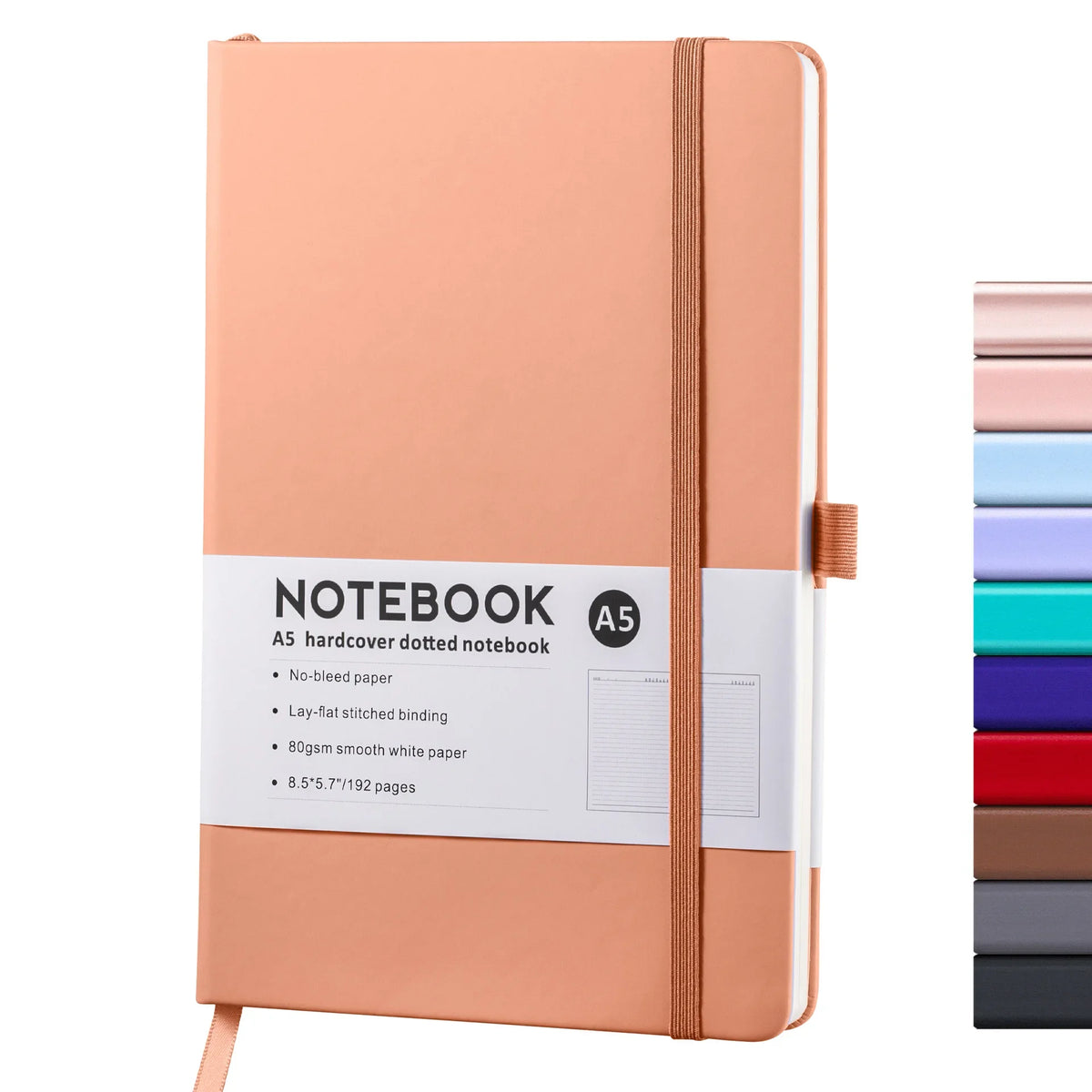 Hardcover A5/A6 Notebook with Elastic Band | PU Leather Journal Notebook for Office, School & Daily Note Taking
