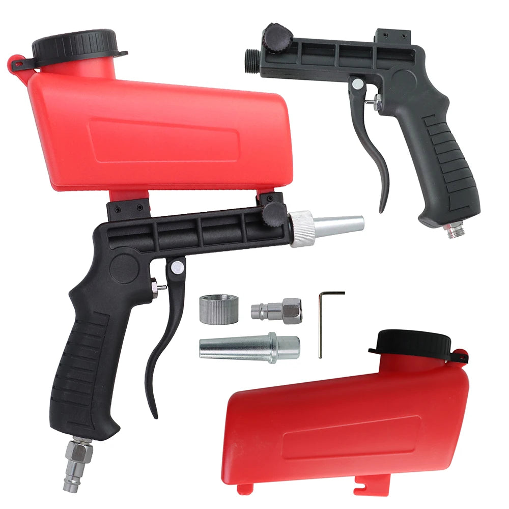 90PSI Portable Gravity Sandblasting Gun Pneumatic Rust Blasting Device Small Sand Blasting Machine Adjustable Pneumatic Sandblas