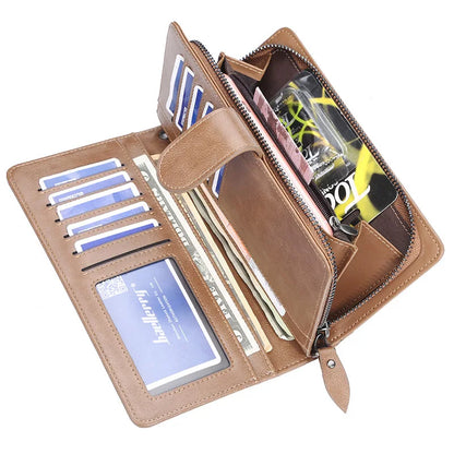 Baellerry Men's Multifunctional PU Leather Wallet Business Zipper Coin Purse Long Credit Card Holders