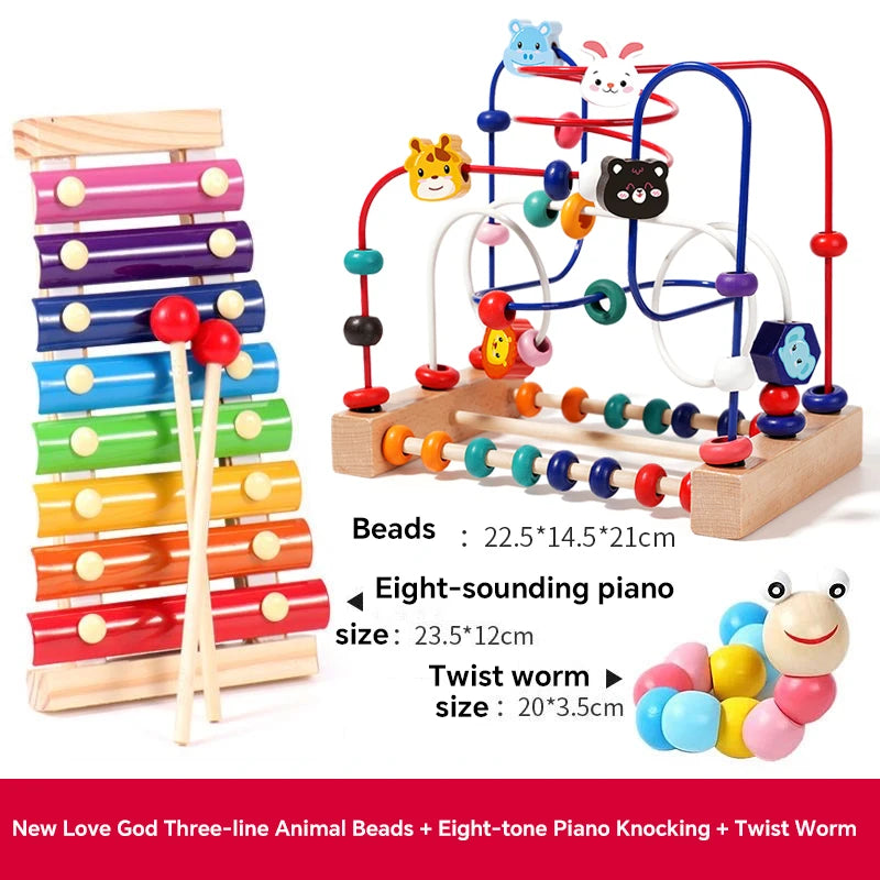 Baby Toddler Early Education Intelligence Building Blocks Beads Attention Span Toys for Boys And Girls Ages 1 to 3