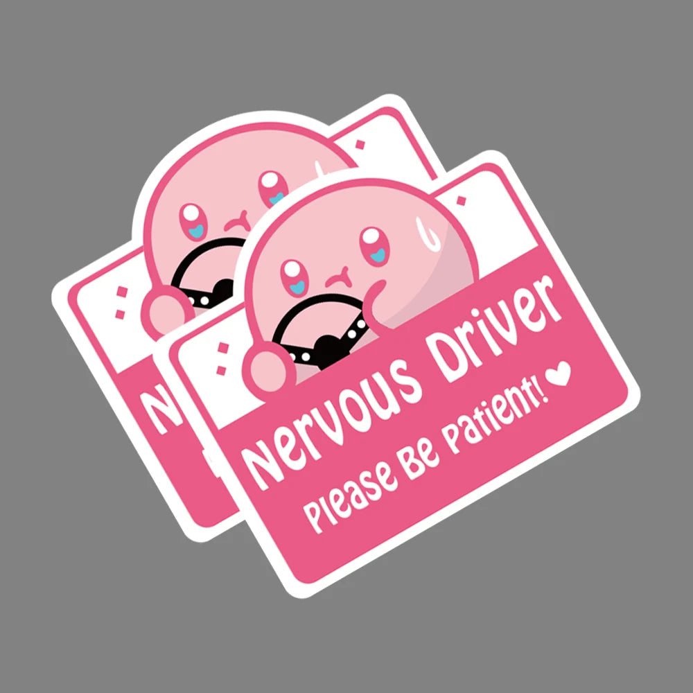 Car Sticker Nervous Driver Funny Sticker Cute Cartoon DIY Vinyl Decal For Bumper Rear Window Door Waterproof Styling Accessories