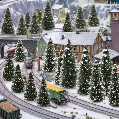 XS0804 Evemodel Model Snowy Pine Trees Deep Green Christmas Pines for HO O N Z Scale Xmas Decor Layout S0804