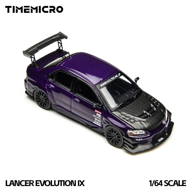 Time Micro 1:64 Mitsubishi EVO 9 LANCER EVOLUTION IX Simulation Static Alloy Car Model, Boys' Toy Collection Decoration Item.