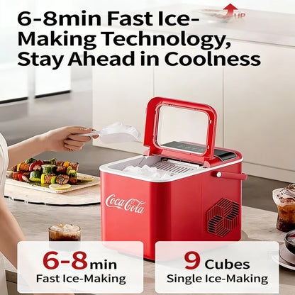 Coca Cola Electric Ice Maker Multi-functional Automatic Ice Making Machine for Home Kitchen Office Portable Ice Machine