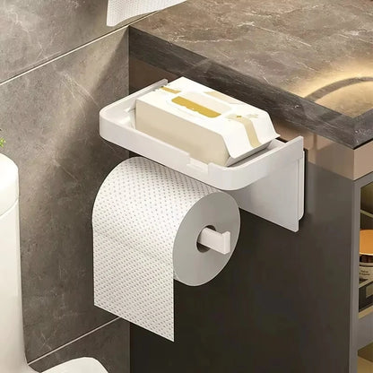 Toilet Paper Holder ﻿Aluminum Alloy Wall-Mounted Toilet Roll Holder Storage Toilet Paper Dispenser Bathroom Kitchen Towel Rack