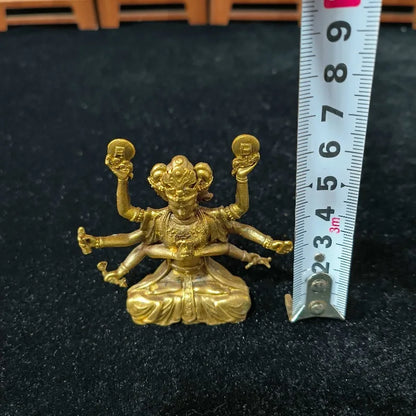 Retro Gilded Eight‑Arm Marici Bodhisattva Figurine Multi‑Headed Buddhist Deity With Sun Moon Home Worship Decor Collectible Gift