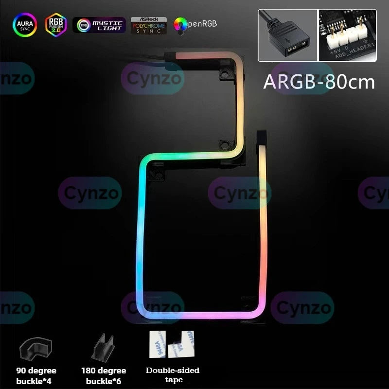 ARGB Motherboard PC Case Decoration 5V LED Strip - RGB Phantom Sync with Screen, AURA Sync Compatible 3Pin LED Strip