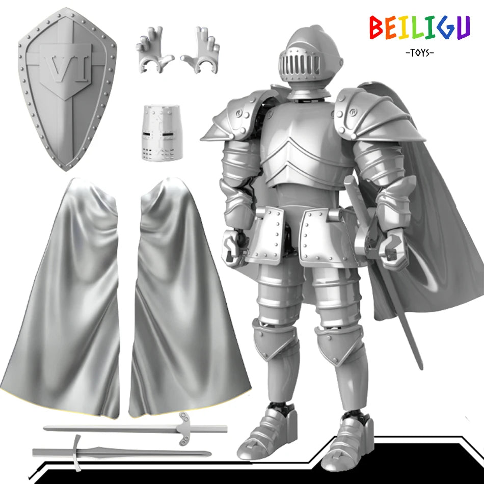 Europe Medieval Knight Multi-Joint Movable Action Figures Warrior Robot Sword Shield Assembly Toy Collection Model Holiday Gift