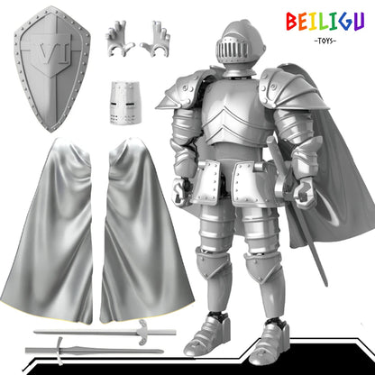 Europe Medieval Knight Multi-Joint Movable Action Figures Warrior Robot Sword Shield Assembly Toy Collection Model Holiday Gift