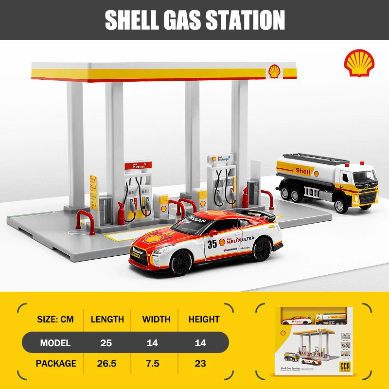 CCA 1:72 Road rescue Petrol stations  Collection Racing Alloy Car Model Children's Toy Car Casting Pullback Function