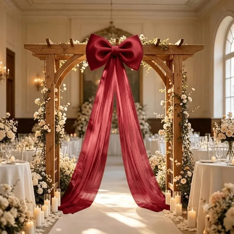 Large Wedding Velvet Bows with 2m Long Yarn Fabric Tails，Extra Large Red Bow for Birthday Party Wedding Christmas Decorations