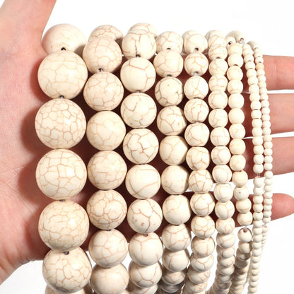 Natural White Turquoises Stone Beads 3-16mm Gemstone Spacer Bead for Jewelry Making DIY Bracelet Necklace Beaded Accessories