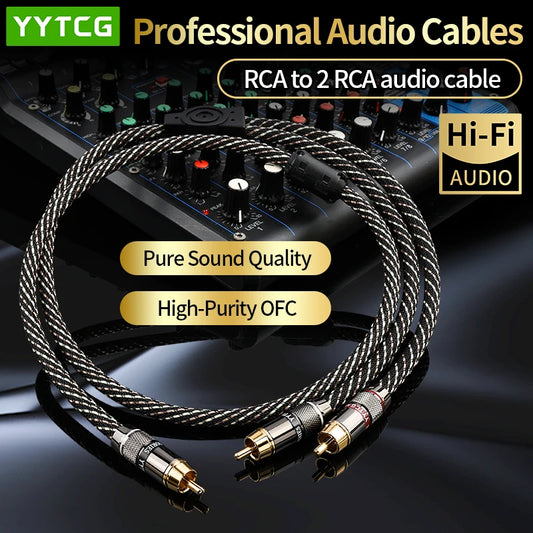 YYTCG HIFI rca to 2rca audio cable 6N OFC Subwoofer Y Cable RCA 1 Male to 2 Male Audio cable for Speaker,DVD, TV, Amplifier