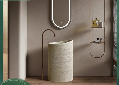 Design Sense Niche Artificial Stone Pillar Basin B & B Clubhouse Wabi Sandy Wind Travertine Integrated Floor-to-Floor Washbasin