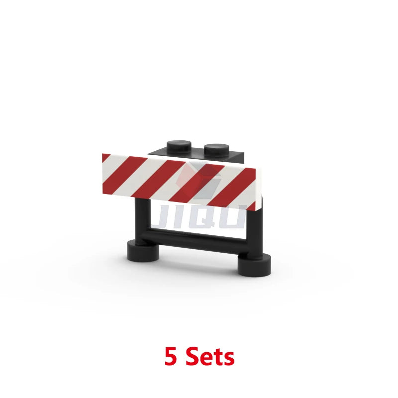 City Traffic Lamp Signpost Railway Barrier Building Blocks MOC Street View Accessories Bricks Speed Limit Indicator Warning Toys