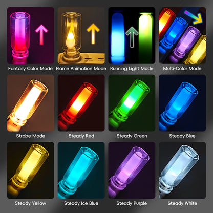RGB Dynamic LED Touch Ambient Light Candle Type Night Light Clear Glass Flickering Flame Light USB Car Interior Accessories
