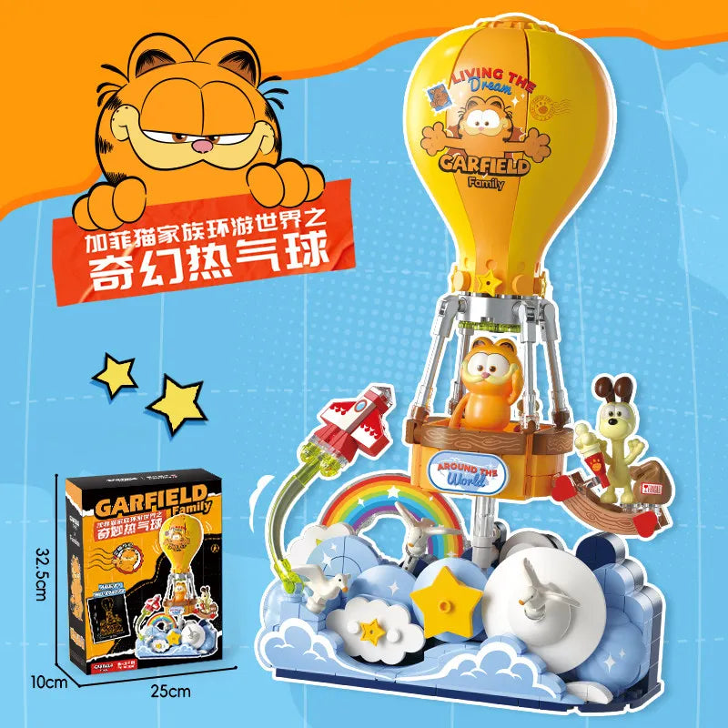 Garfield Around The World Series Assembled Building Blocks Cartoon Ornaments Puzzle Children's Construction Collection Toys Gift