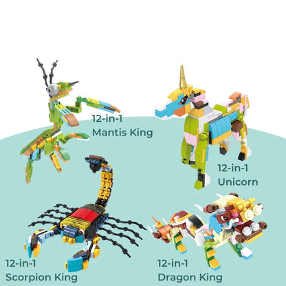 12-in-1 City Creativity Jungle Animals Zoo Insect Spider Dragonfly Ladybug Bee Model Building Blocks Bricks Collectible Toys