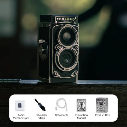 CHUZHAO Vintage Mini Digital Camera Retro Autofocus 12MP, 1080P FHD Video Vlogging Portable Camera for Birthday Idea Gift
