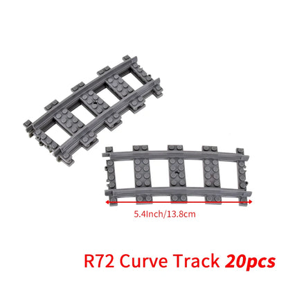 MOC City Bricks Train Flexible Construction Parts Railway Curve Track Building Blocks Model Accessories Compatible with 53401