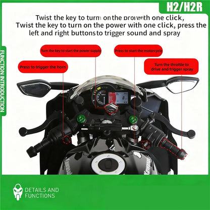 Key Start 1:9 H2 H2R Alloy Sports Motorcycle Model Diecast Track Racing Motorcycle Model With Spray Sound and Light Kid Toy Gift