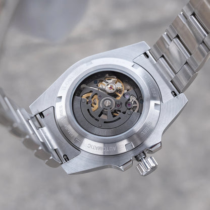OBLVLO Men's Luxury Green Skeleton Dial Diving Watch Stainless Steel Luminous Waterproof Automatic Mechanical RX-DK Top Brand