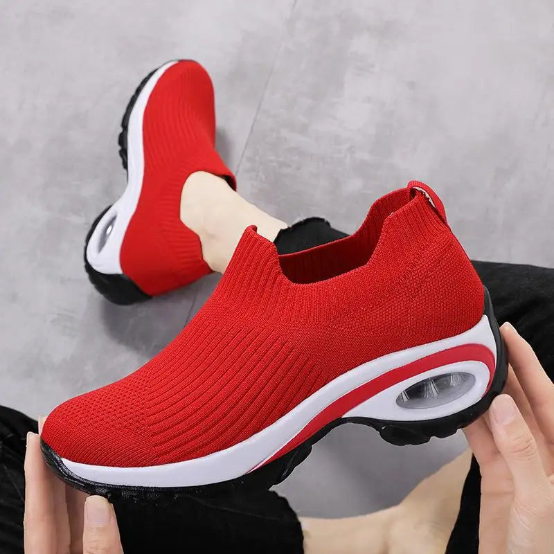 2024 Summer New Women Fashion Casual Sport Shoes Wedge Platform Sneakers Ladies Breathable Vulcanized Shoes
