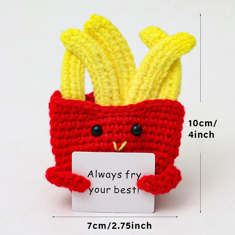 Positive Crochet Handmade Amigurumi Doll Emotional Support Pocket Hug Knit Plant Flower Encouragement Gift for Friends Coworker