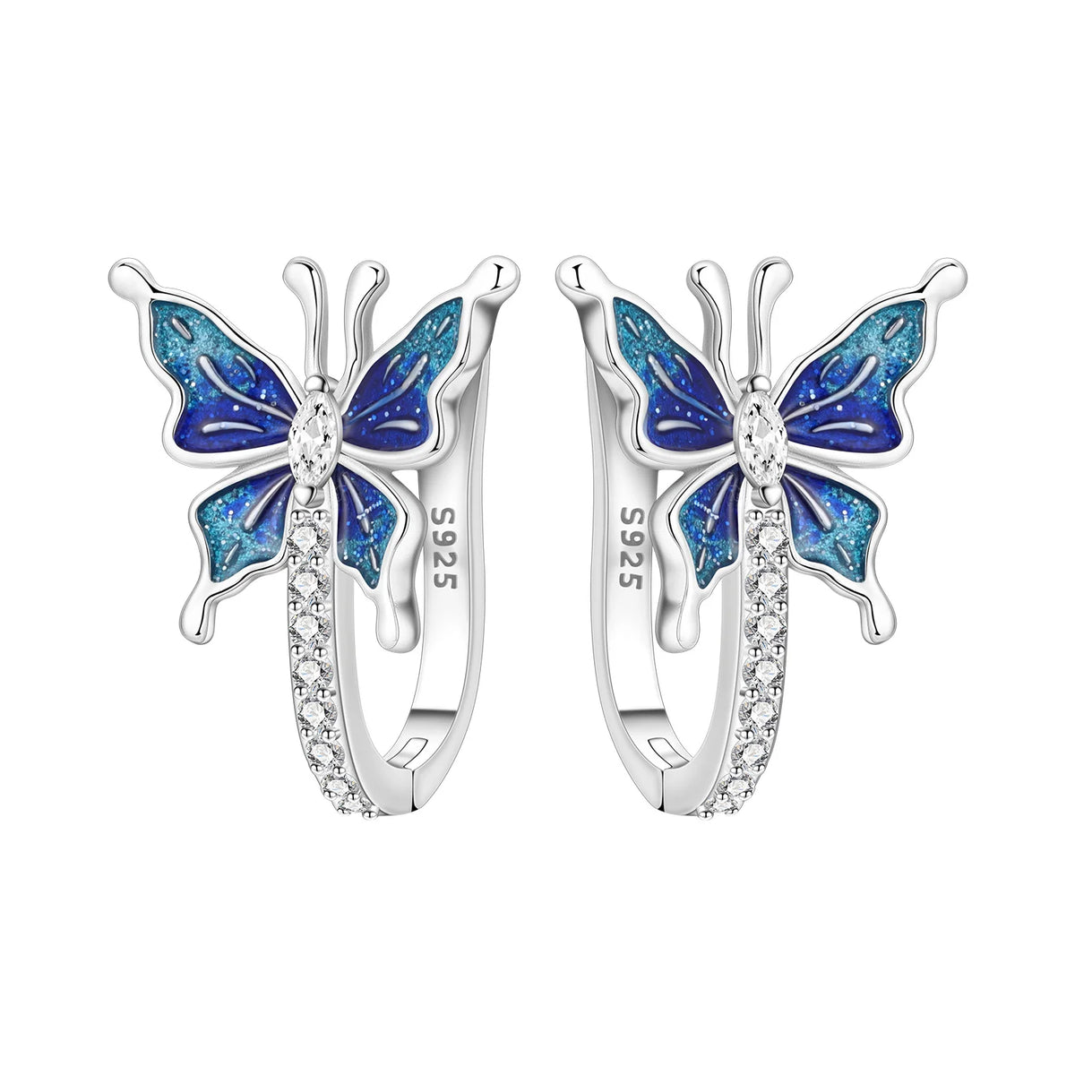 Orstarry Original 925 Sterling Silver Minimally Design Blue Zircon Earrings Women Hoop Earring Anniversary Jewelry Gifts