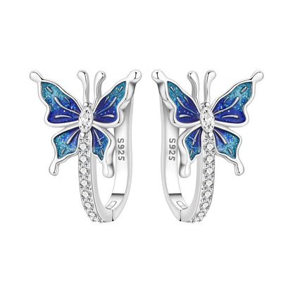 Orstarry Original 925 Sterling Silver Minimally Design Blue Zircon Earrings Women Hoop Earring Anniversary Jewelry Gifts